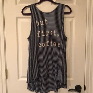 Blue and white striped tank top